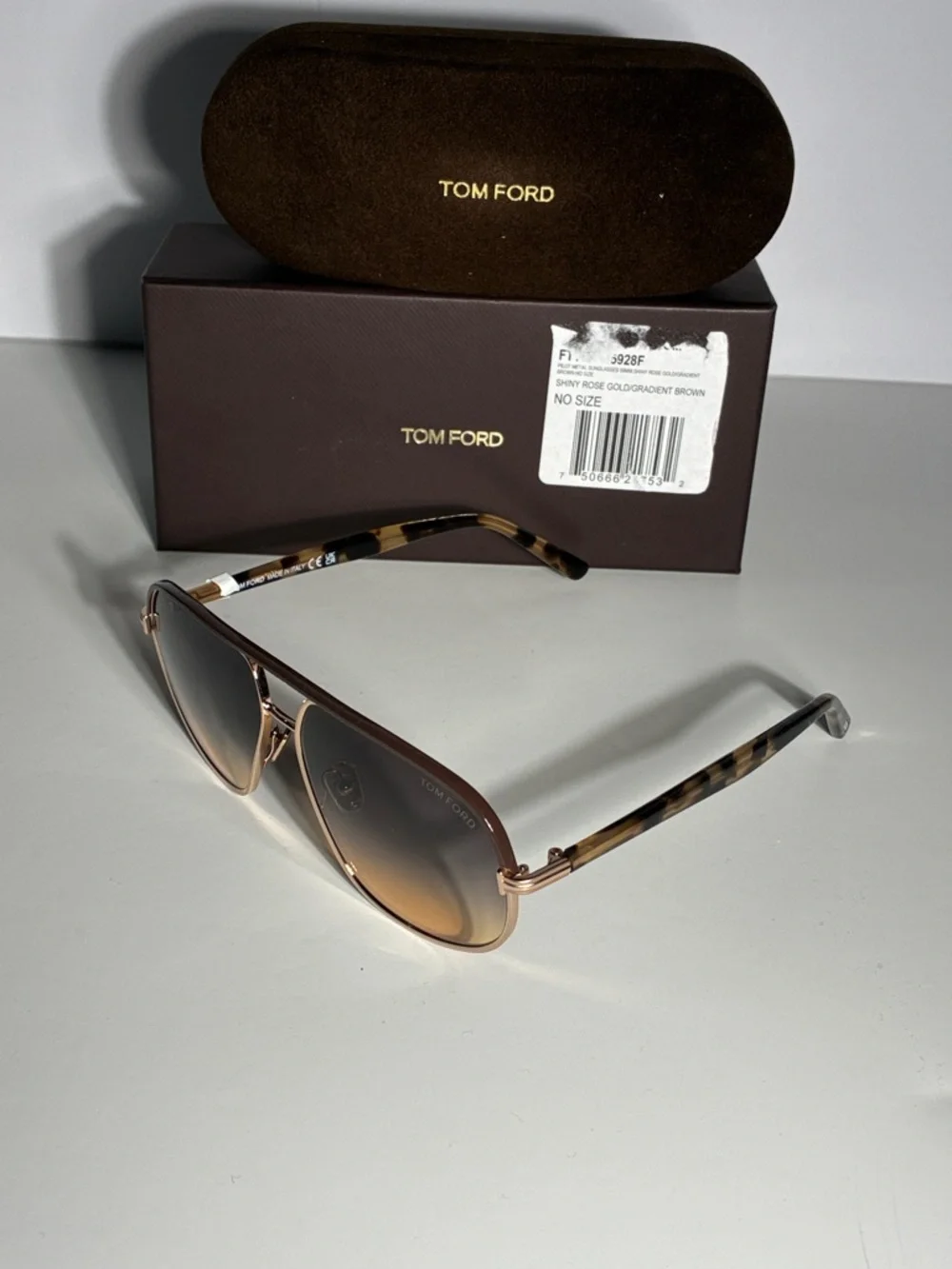 New Authentic Tom Ford Maxwell TF1019 26F Pilot Sunglasses, 59mm